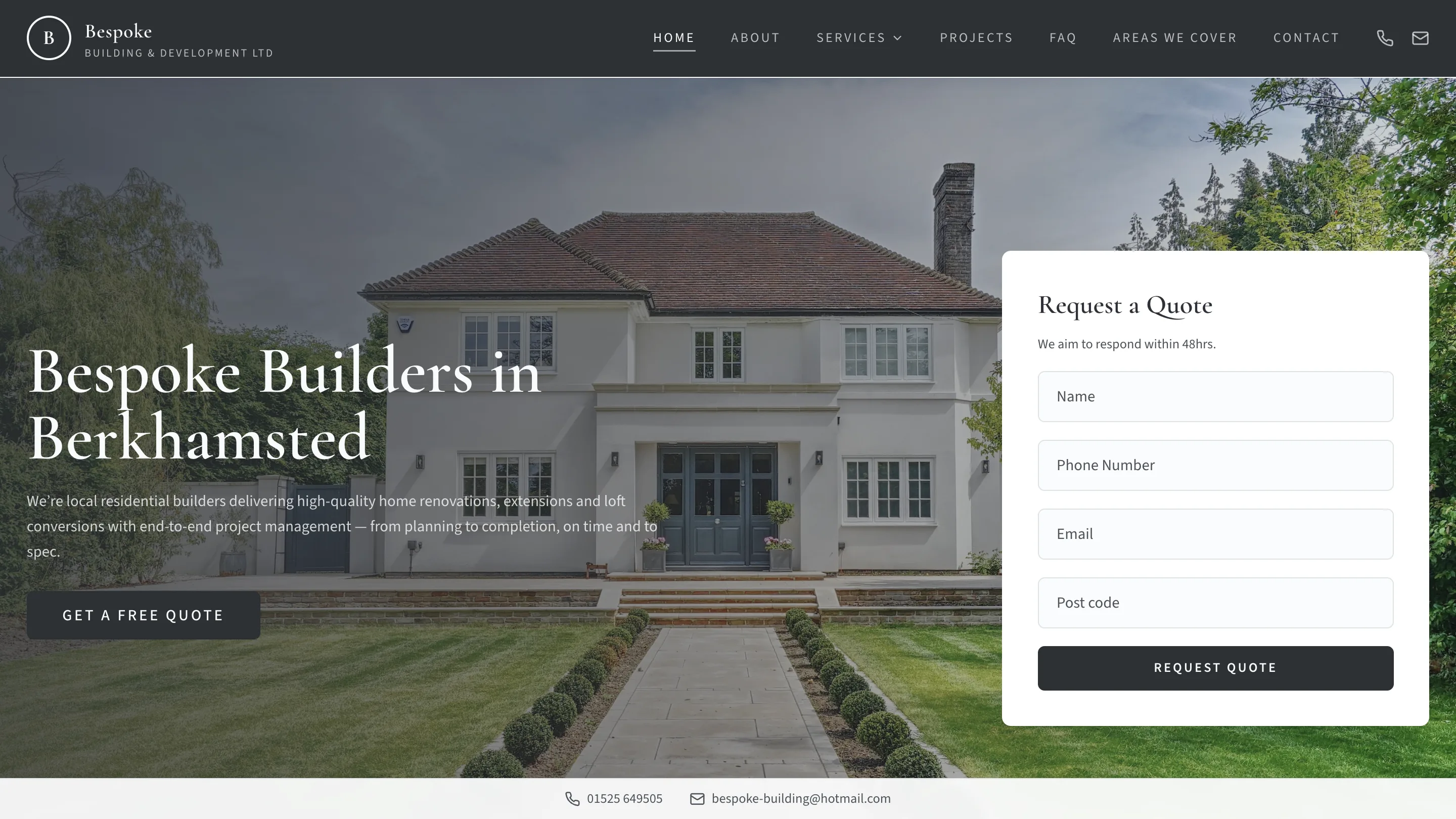 Website design for Bespoke Building & Development — Berkhamsted builders specialising in property conversions and refurbishments