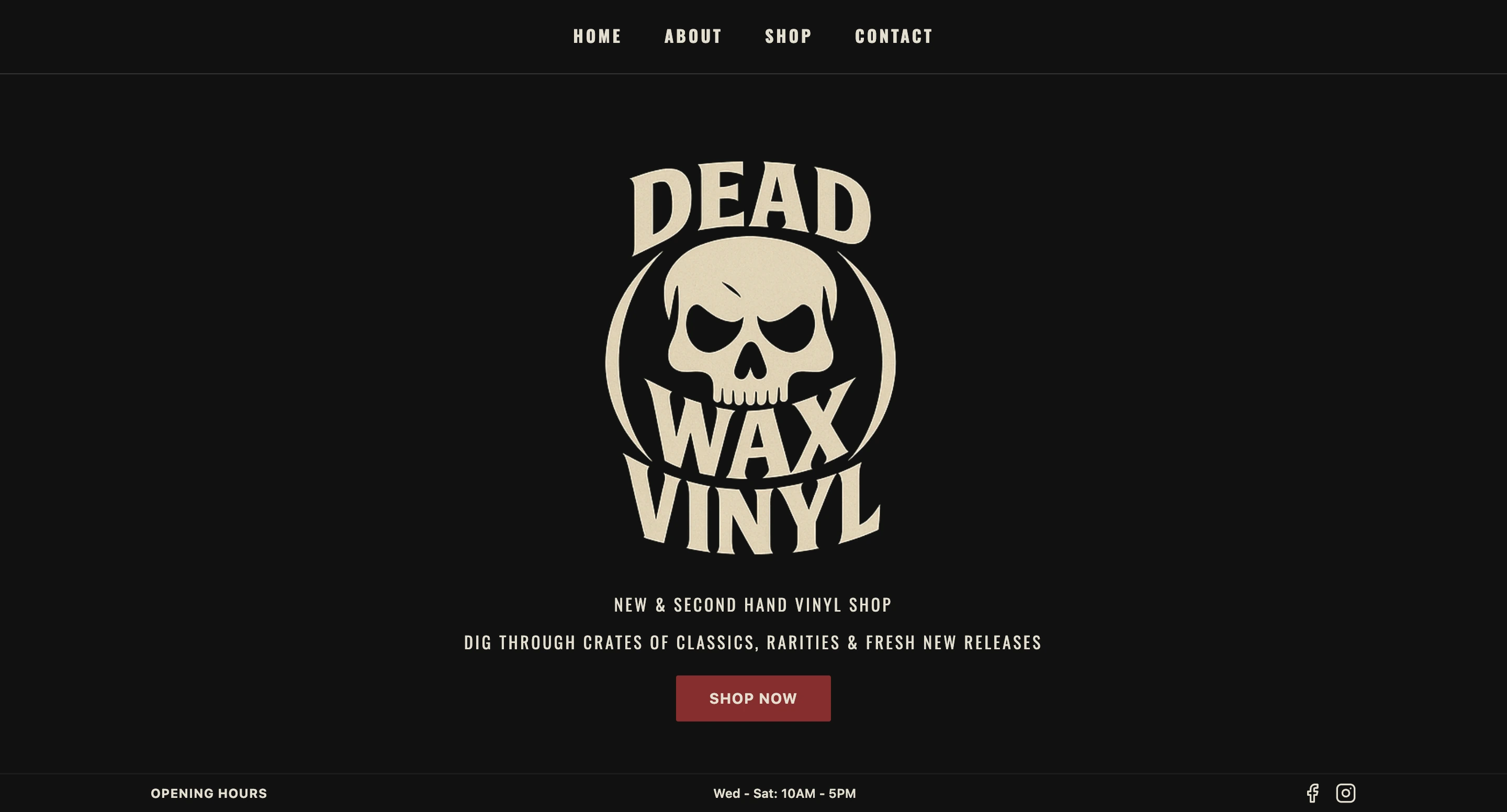 Custom e-commerce website design for Dead Wax Vinyl (vinyl record shop in Essex)