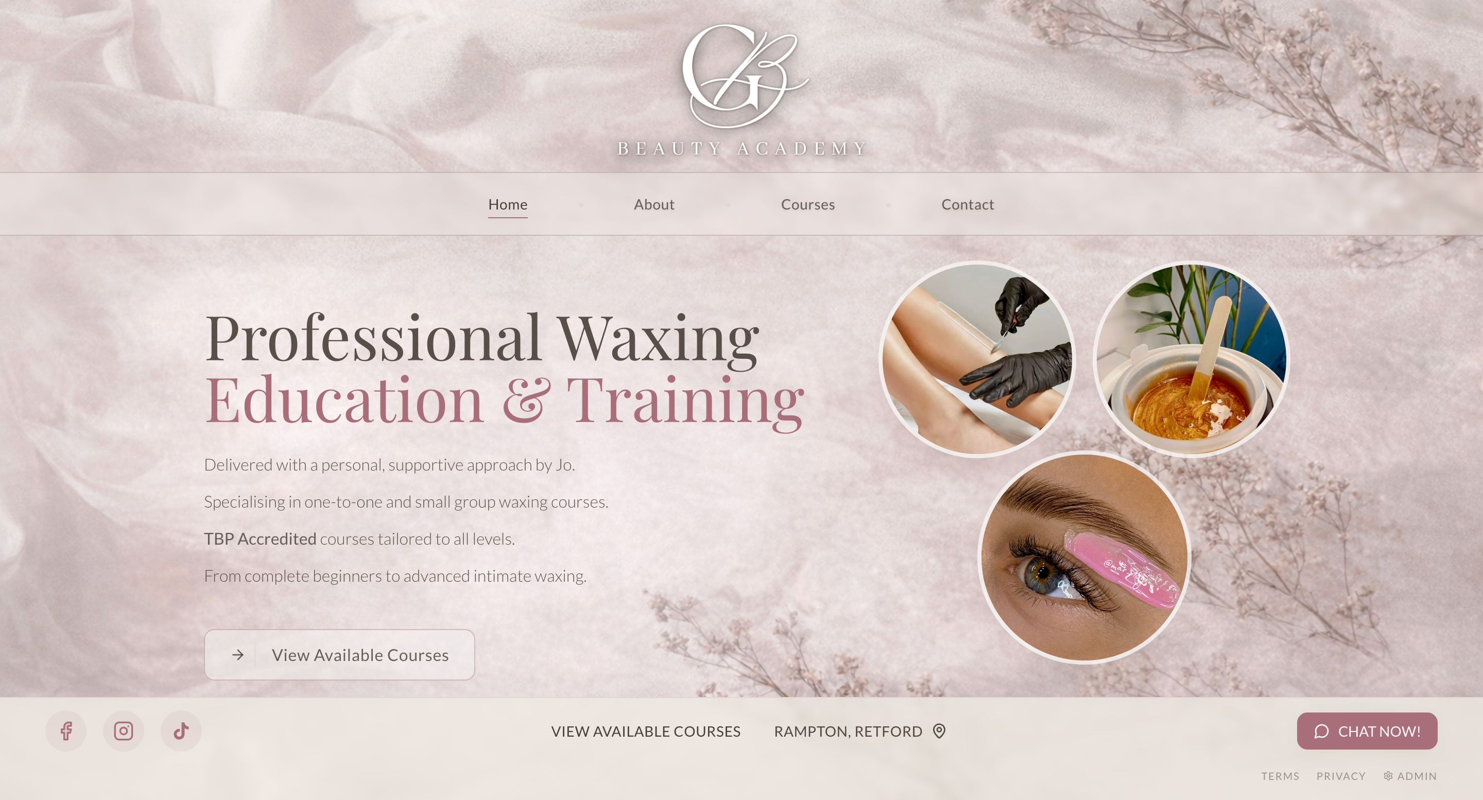 Website design for GB Beauty Academy (waxing and beauty playing)