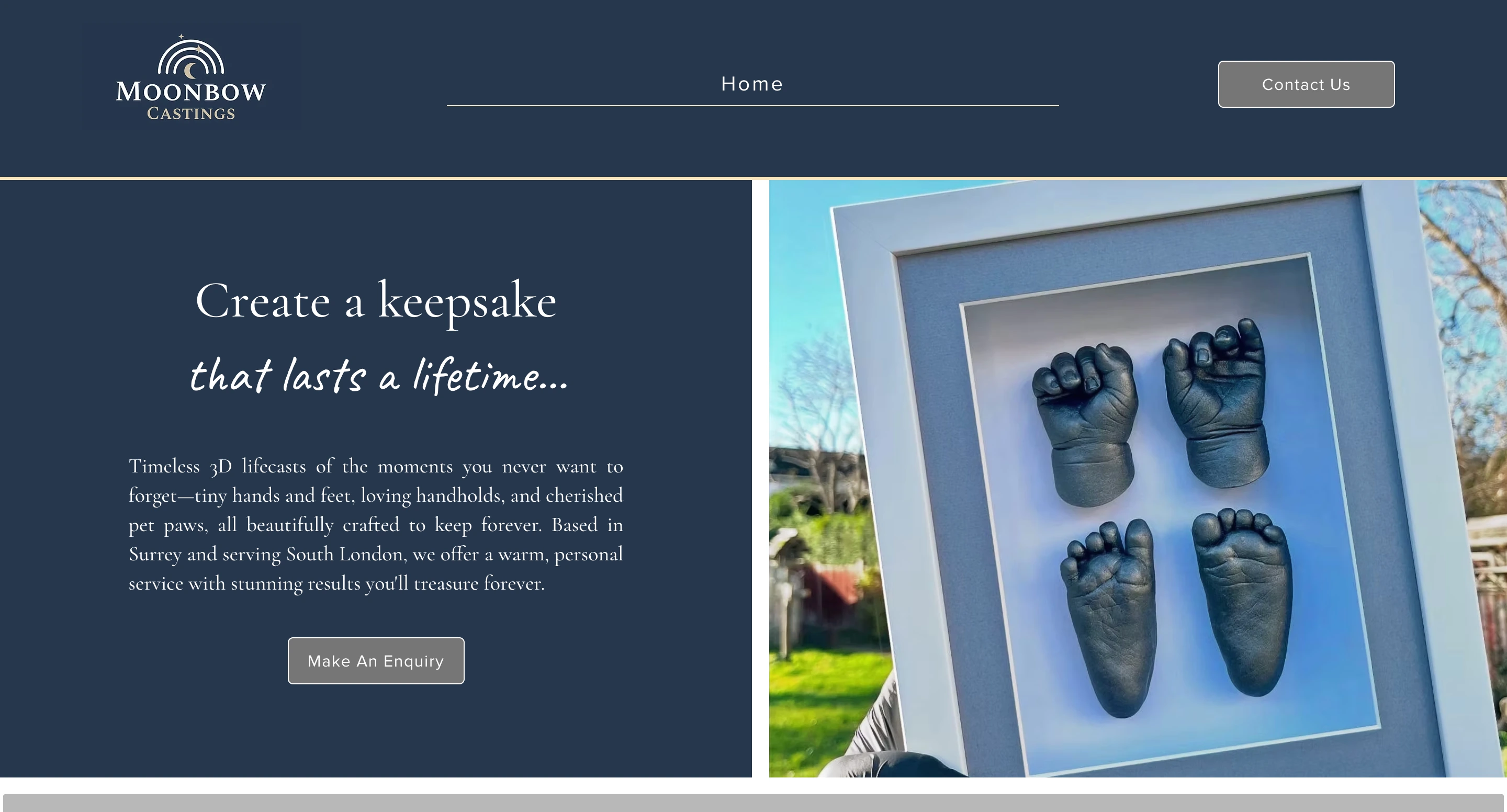 Premium website design for Moonbow Castings (3D lifecasting brand)