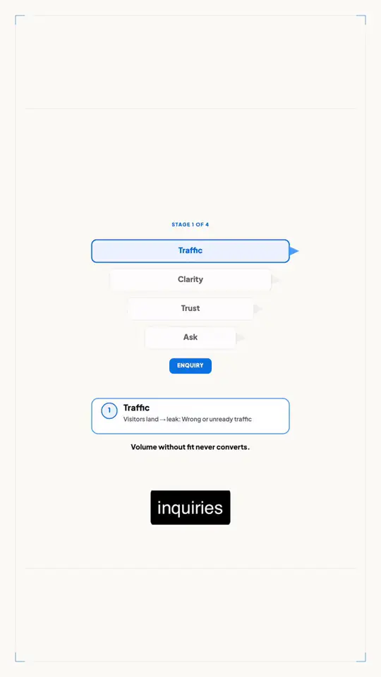 Website funnel diagram showing traffic, clarity, trust and ask stages, by C&L Web Design, Myrtle Street, Liverpool