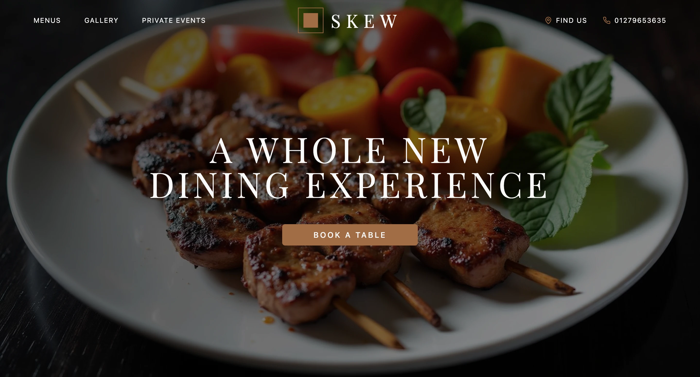 Restaurant website design mock-up for Skew Restaurant (Bishops Stortford)