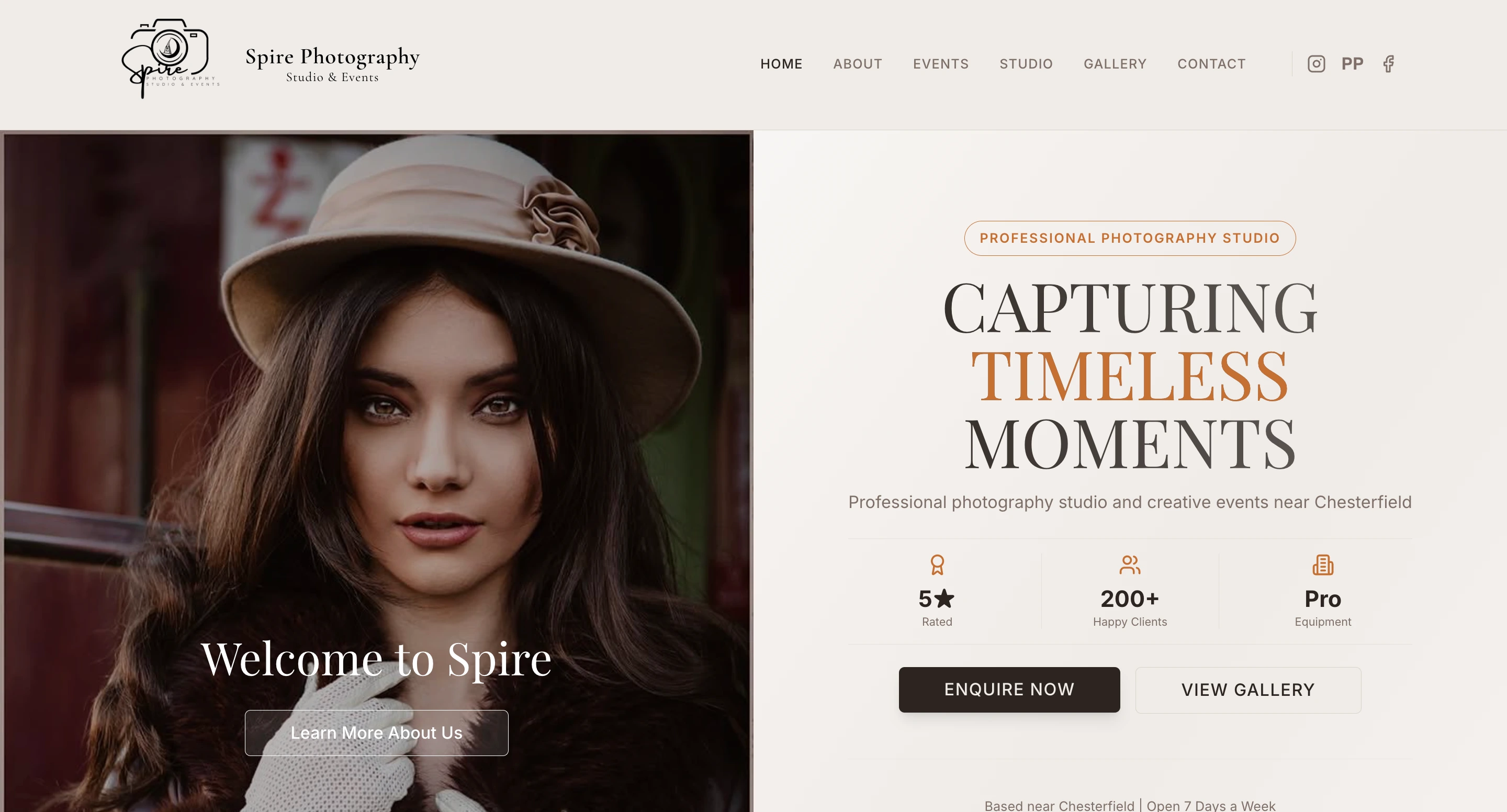 Photography portfolio website design for Spire Photography (Chesterfield)