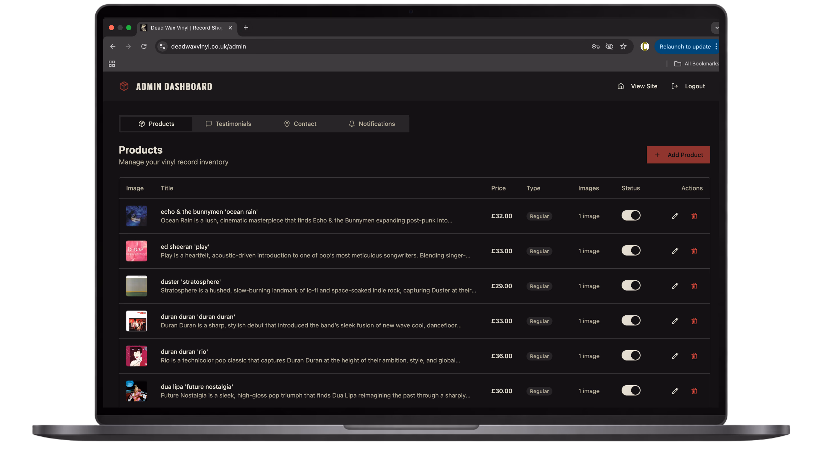 Custom dashboard design for Leighton Buzzard small business 2